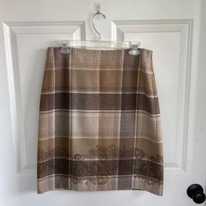 Ann Taylor Wool Plaid Pencil Skirt